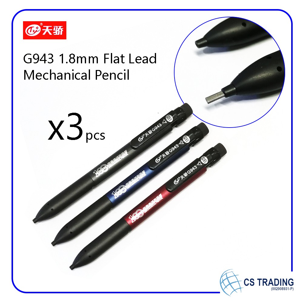 3 pcs x G943 1.8mm Flat Lead Mechanical Pencil for Khat & Calligraphy Shopee Philippines