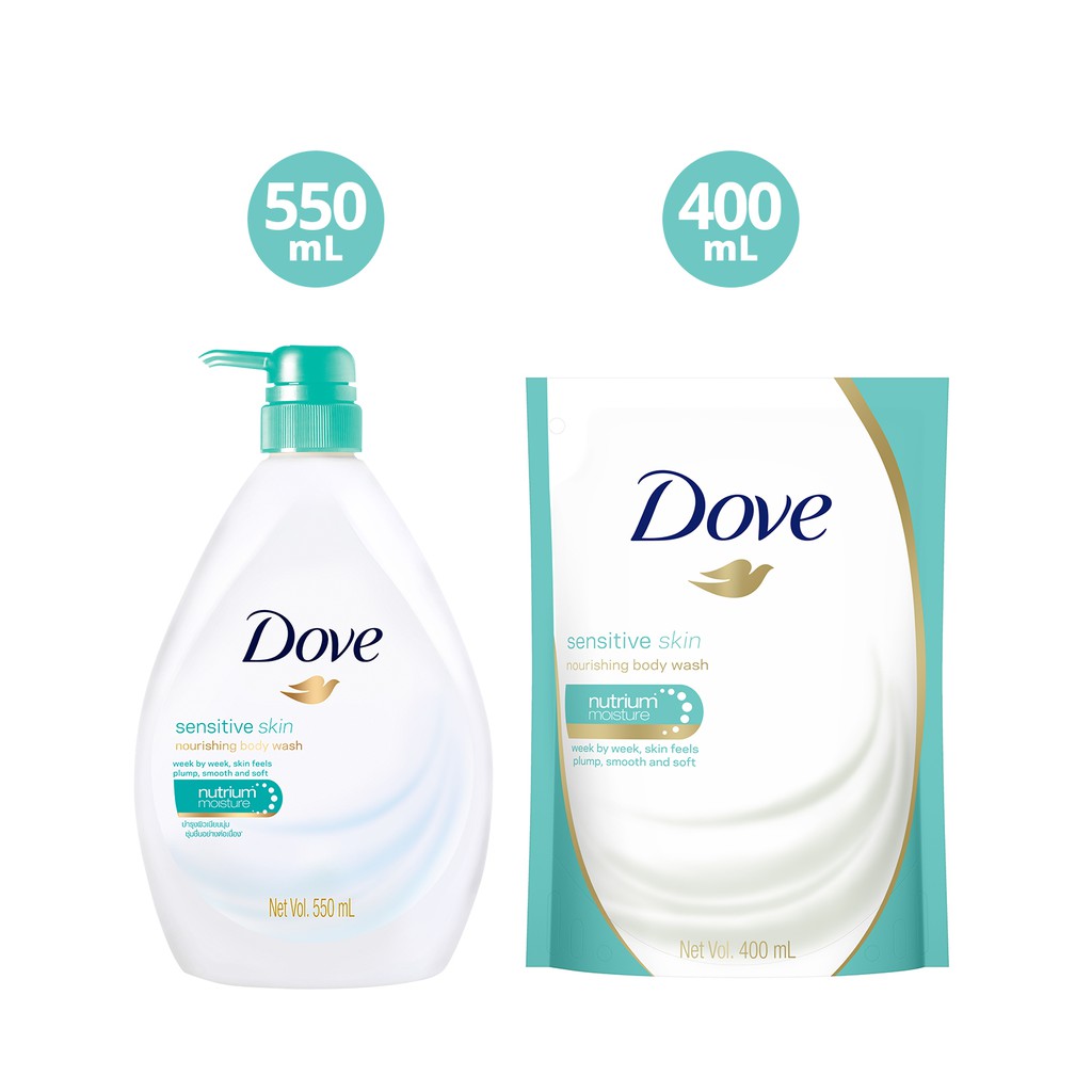 Dove Body Wash Refill Savings Bundle Sensitive Skin 550mL + 400mL