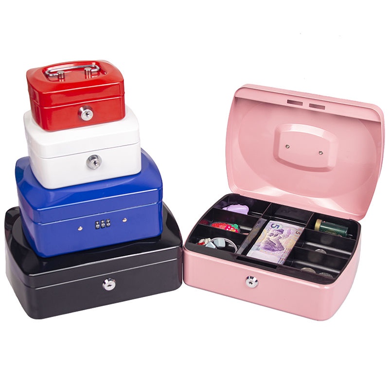 money box with lock small size key iron cash box portable security box