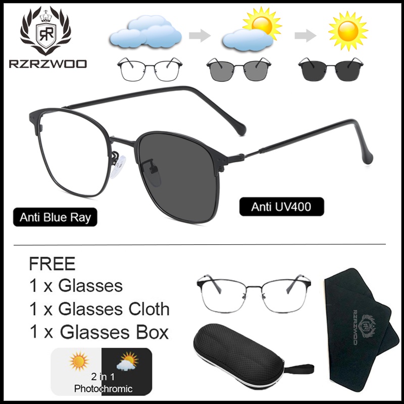 RZRZWOO Photochromic Anti Radiation Eyeglasses for Men and Women Anti