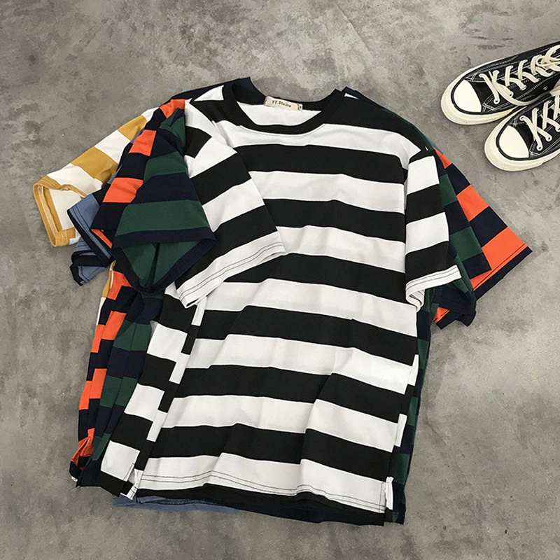 Big Stripe T-Shirt Oversized Top Tees Tops BTS Unisex M-L-Oversized COD #9