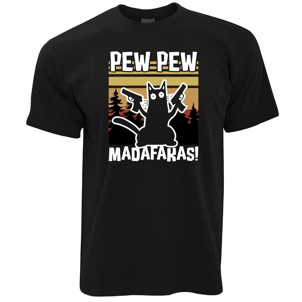 Mens Pew Pew Madafakas T Shirt Action Cat Rude Slogan Meme Tee | Shopee