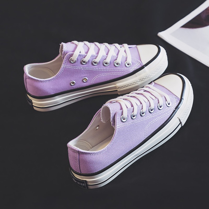 purple canvas sneakers