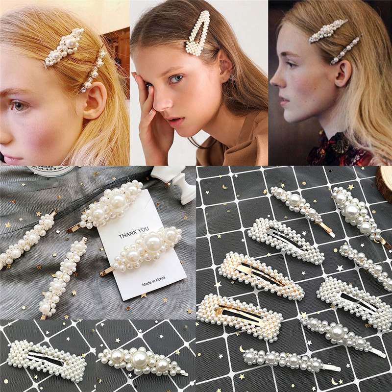Ins Women Accessories Side Hair Clips Elegant Pearl Hairpins