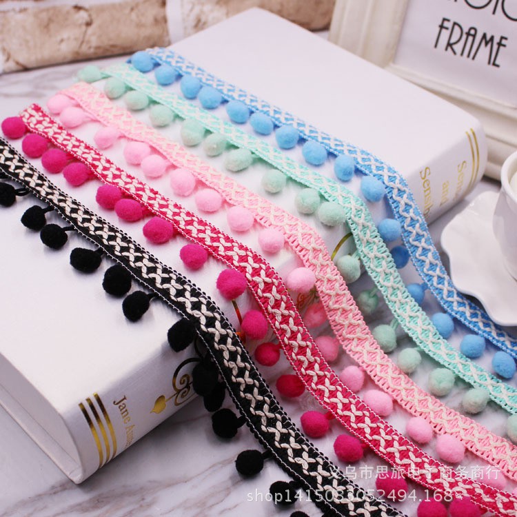 1 Yard Ribbon Pom Pom Ball Bobble Tassel Fringe Trim Shopee