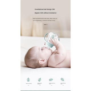 2 IN 1 Two head Baby Feeding Bottle Close to Nature Bady With Handle 180ml 300ml ( 6oz 10oz) Nipple #7