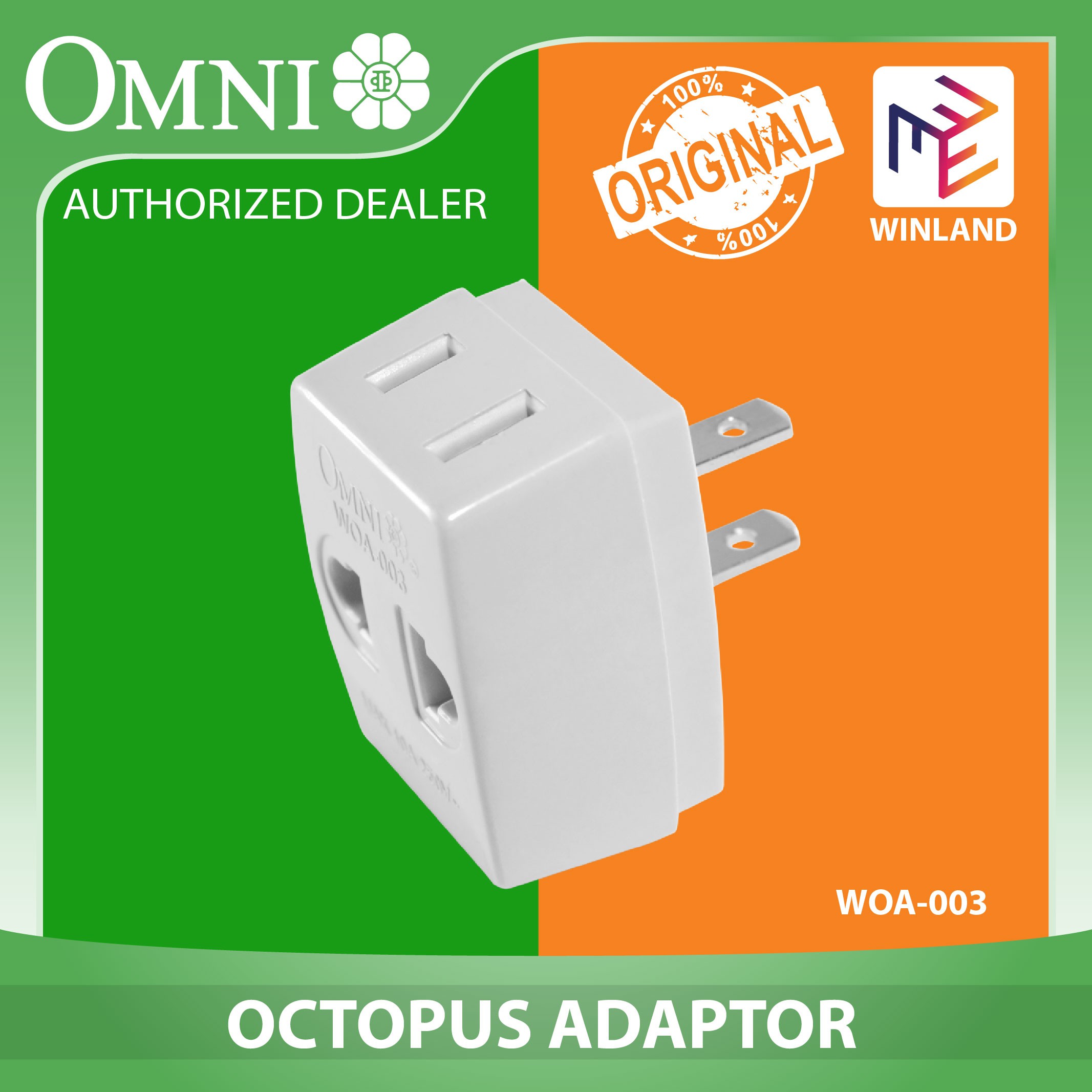 Omni Octopus Adapter Triple Tap to Flat Pin Plug Adaptor Outlet Socket ...