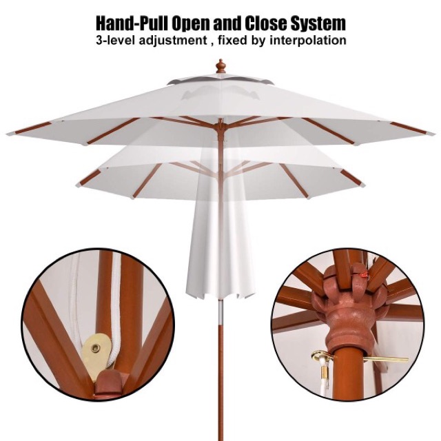 9ft Foldable Wooden Outdoor Garden Canopy Patio Umbrella No Base White Green Maroon Shopee Philippines