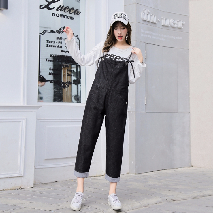 women's high waist suspender pants