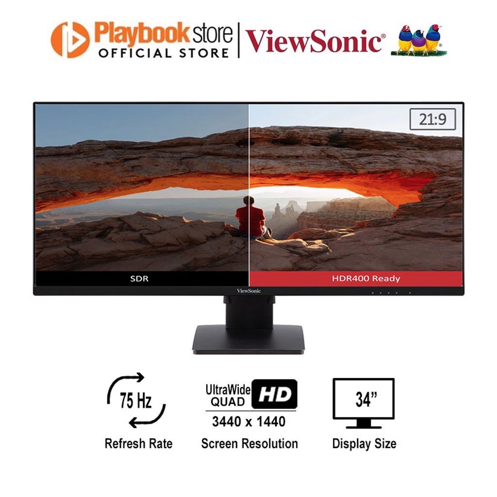 ViewSonic VA3456-MHDJ UltraWide 34" QHD 3440 x 1440 75Hz LED IPS ...