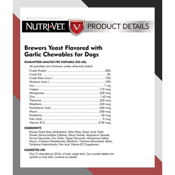Nutrivet Brewers Yeast Chewable Tablets For Healthy Skin and Coat of Puppies and Adult Dogs #3