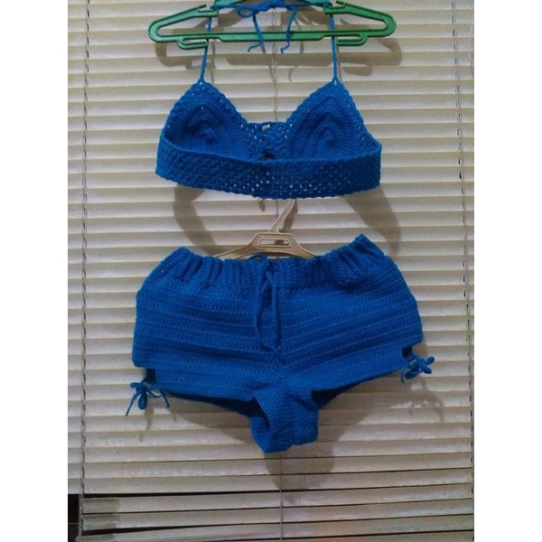crochet bikini bra and short set with freebie Shopee Philippines