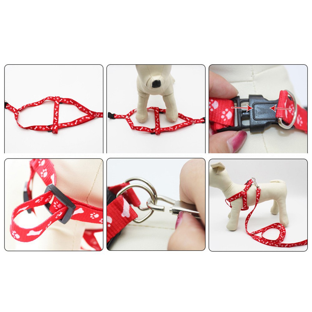 Printed Pet Leash Small Puppy Kitten Rope Adjustable Chest Strap Nylon Dog Harness #4