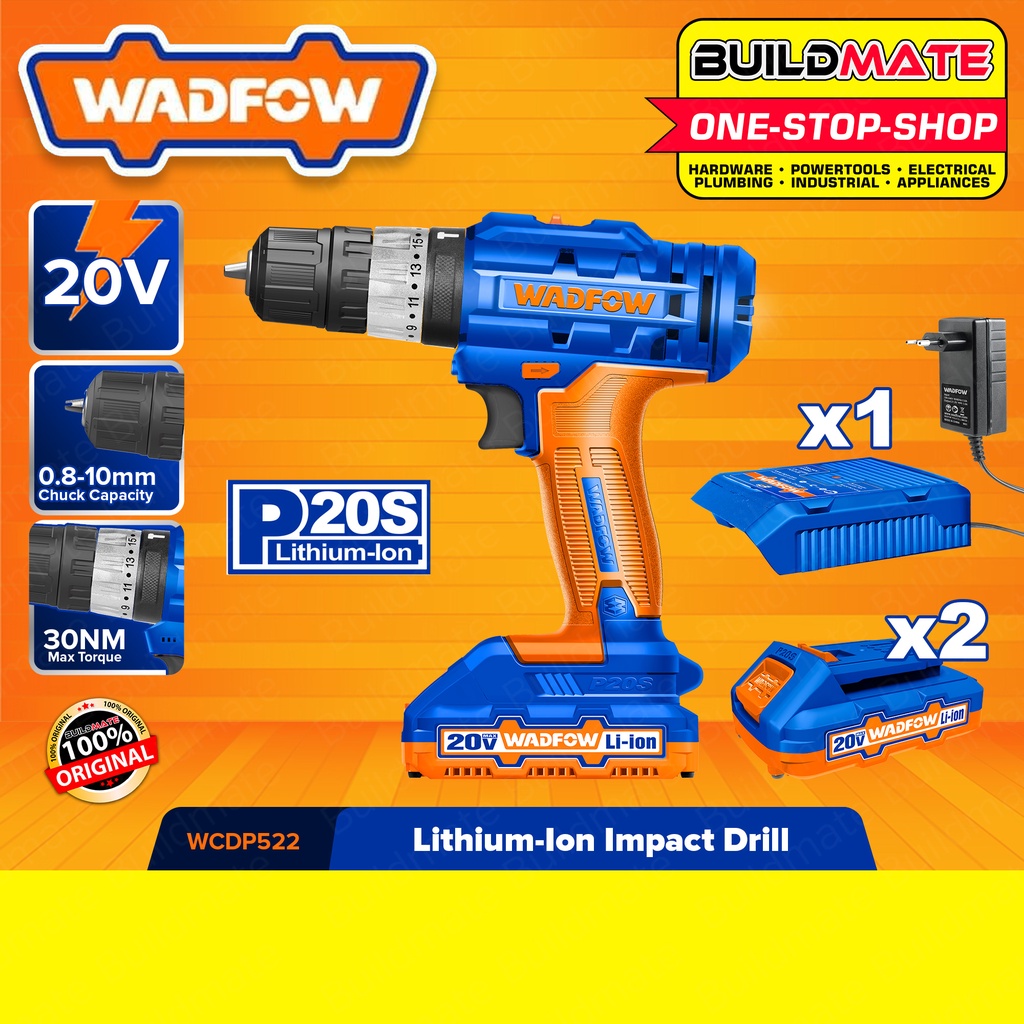 WADFOW LithiumIon Cordless Impact Hammer Drill For Concrete Metal W