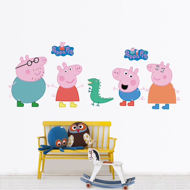 Peppa pig 3D window view decal wall sticker home decor art kids