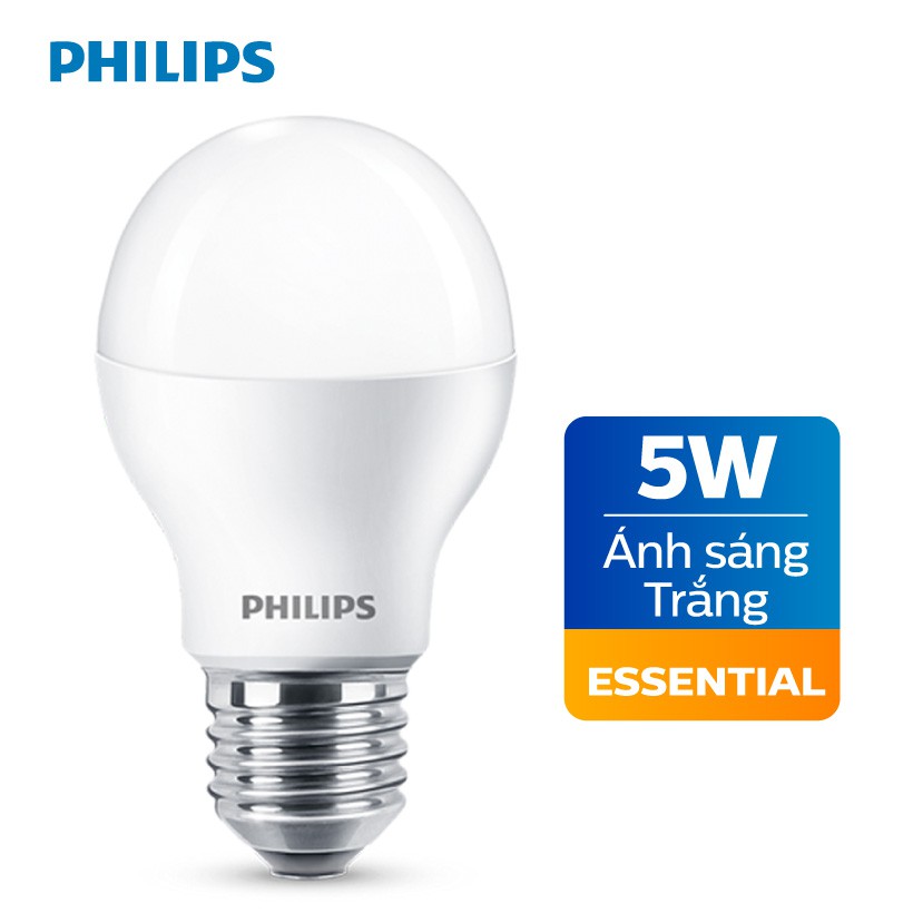 Philips LED Essential 5W E27 A60 Bulb White Light Yellow Light