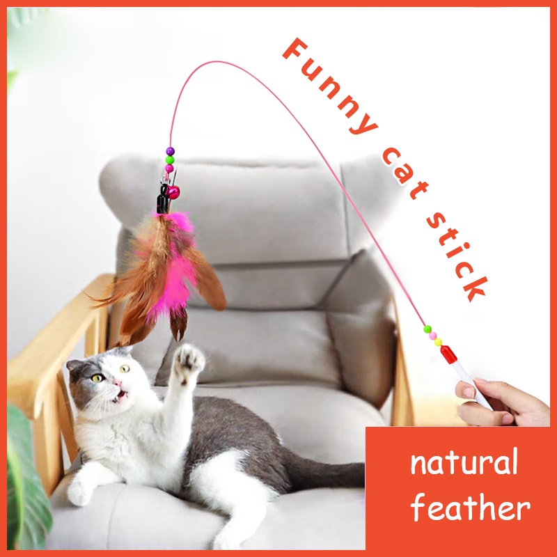 Funny cat stick cat toy Cat Teaser Pet Cat Kitten Teaser Bell Feather ...