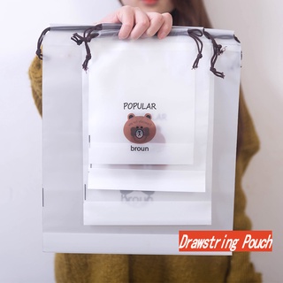 Cute Cartoon Storage Bag Waterproof Frosted Bear Gift Packaging Bag Drawstring Clothing Cosmetic