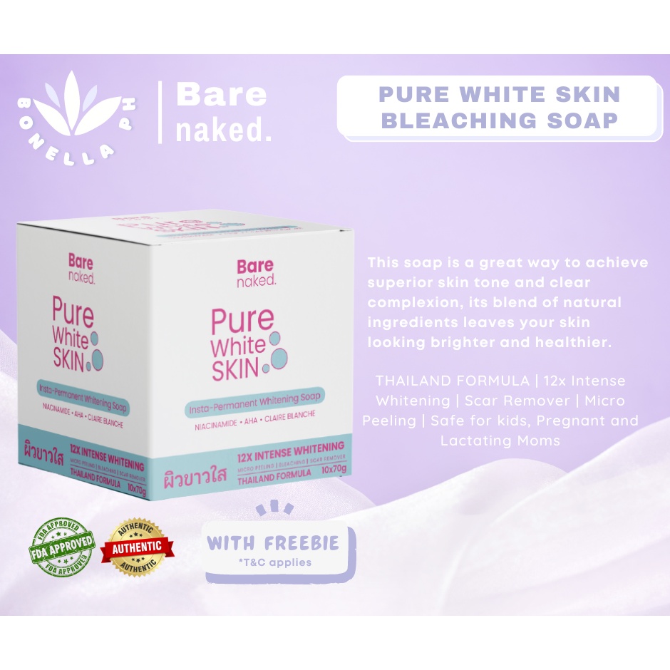 Pure White Skin 12x Whitening Bleaching Soap Thailand Formula by Bare ...