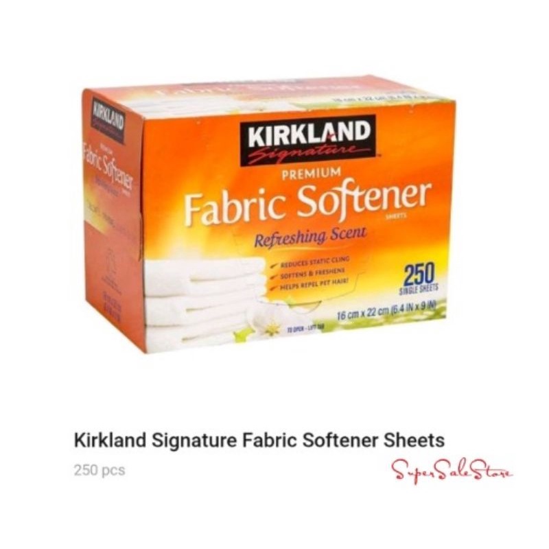 Kirkland Signature Premium Fabric Softener Sheets, Refreshing Scent 250