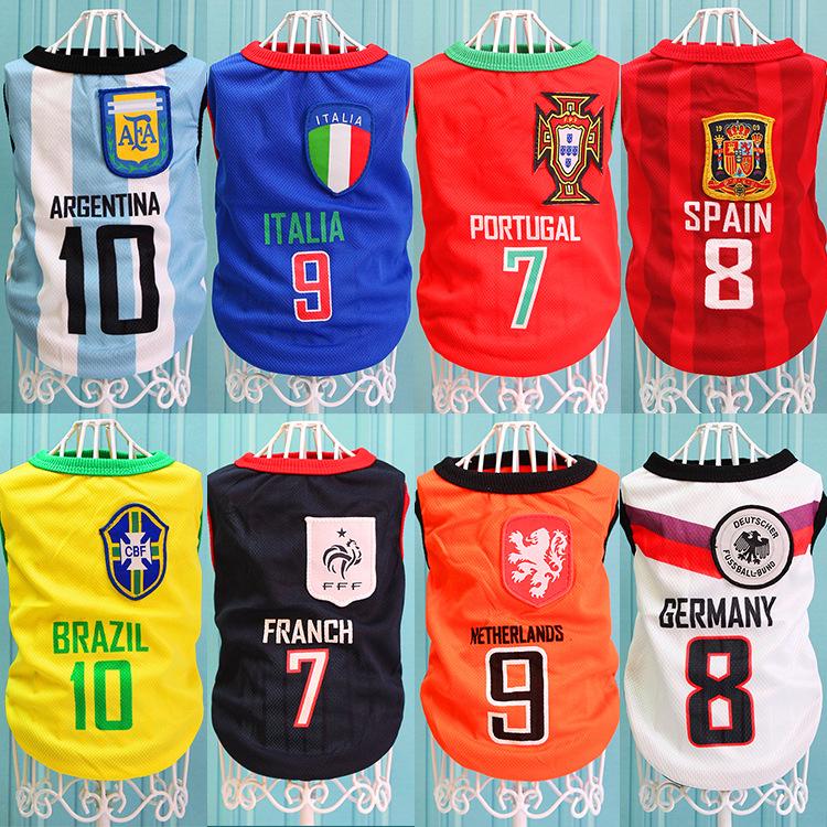 Pet dog cat clothes World Cup jersey Football print vest