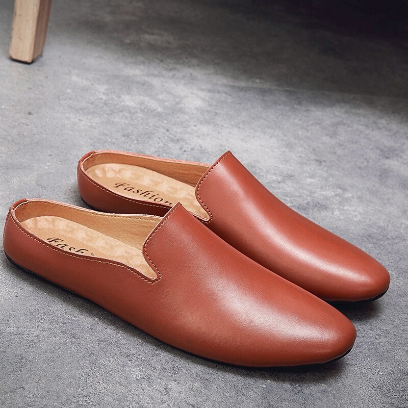 soft leather slippers mens