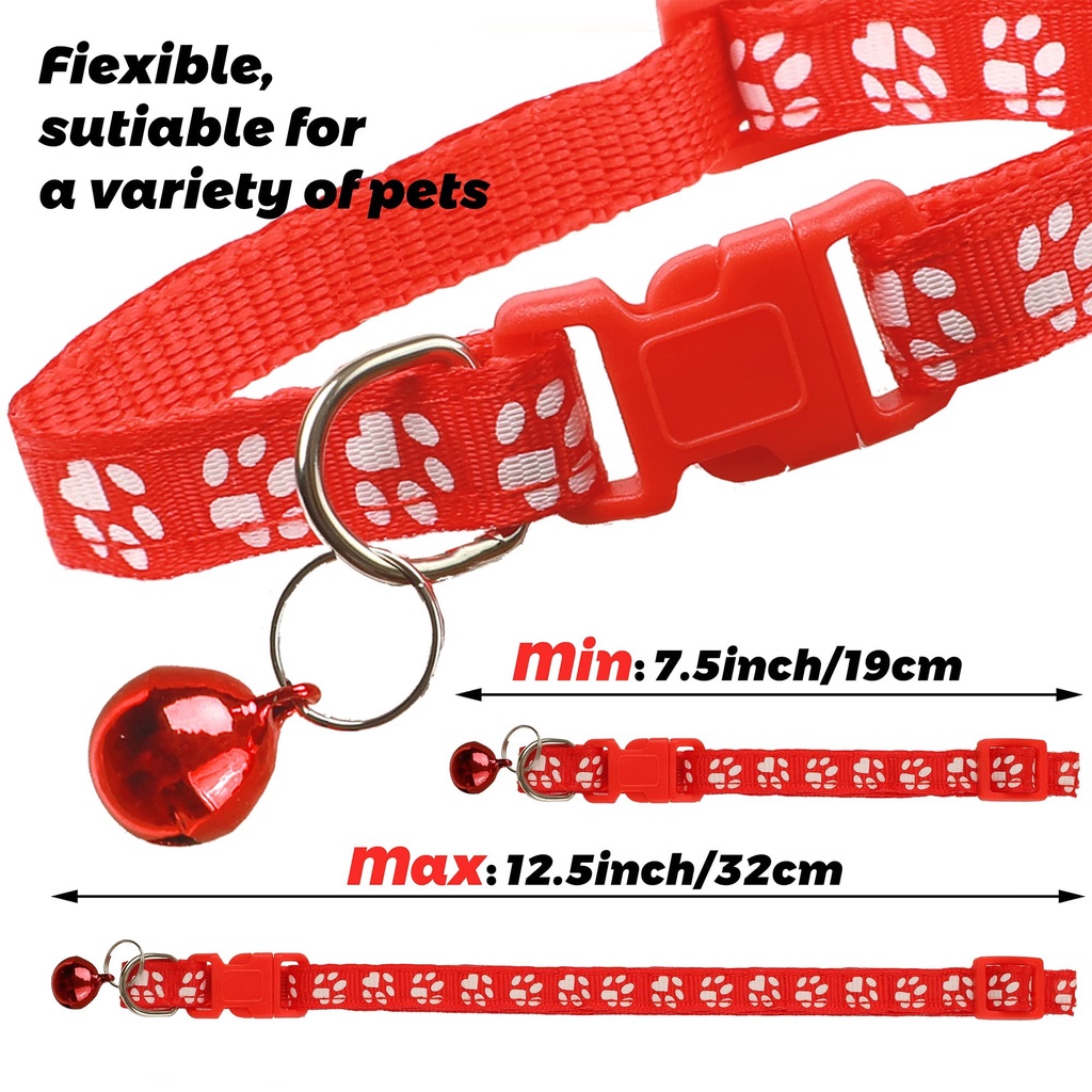 Dog Collar Pet Collar Cat Collar Puppy kitten Collar Footprint Nylon Reflective with Bells #4