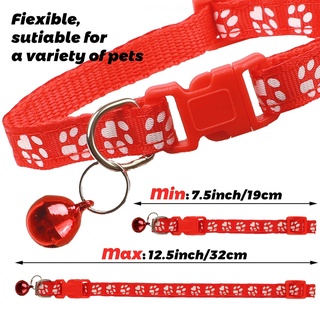 Dog Collar Pet Collar Cat Collar Puppy kitten Collar Footprint Nylon Reflective with Bells #4