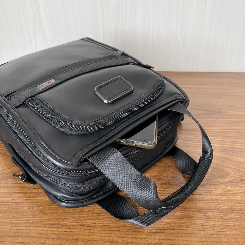 【Shirely.ph】【Ready Stock】TUMI Alpha 3 all leather men's business casual messenger shoulder bag  extension bag leather bag