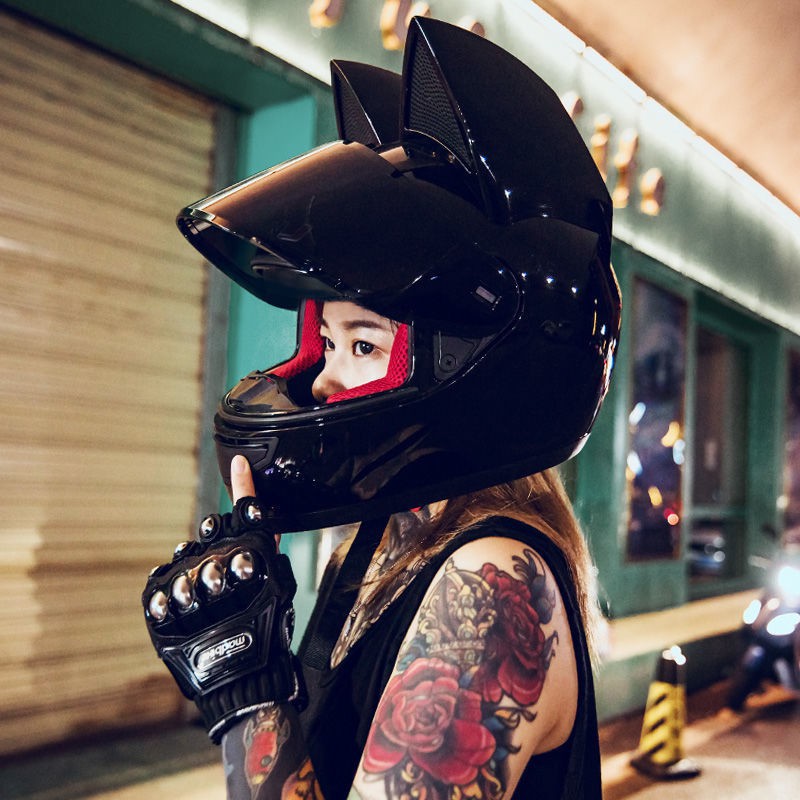 Hnj motor cycle Full Face cat ear helmets unisex Shopee Philippines