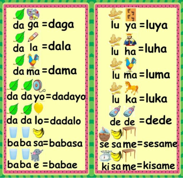 Tagalog Words For Kindergarten