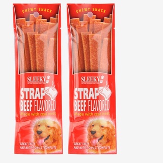 ⊙Sleeky Chewy Snack Strap Beef Dog Treats 50g (2 packs)