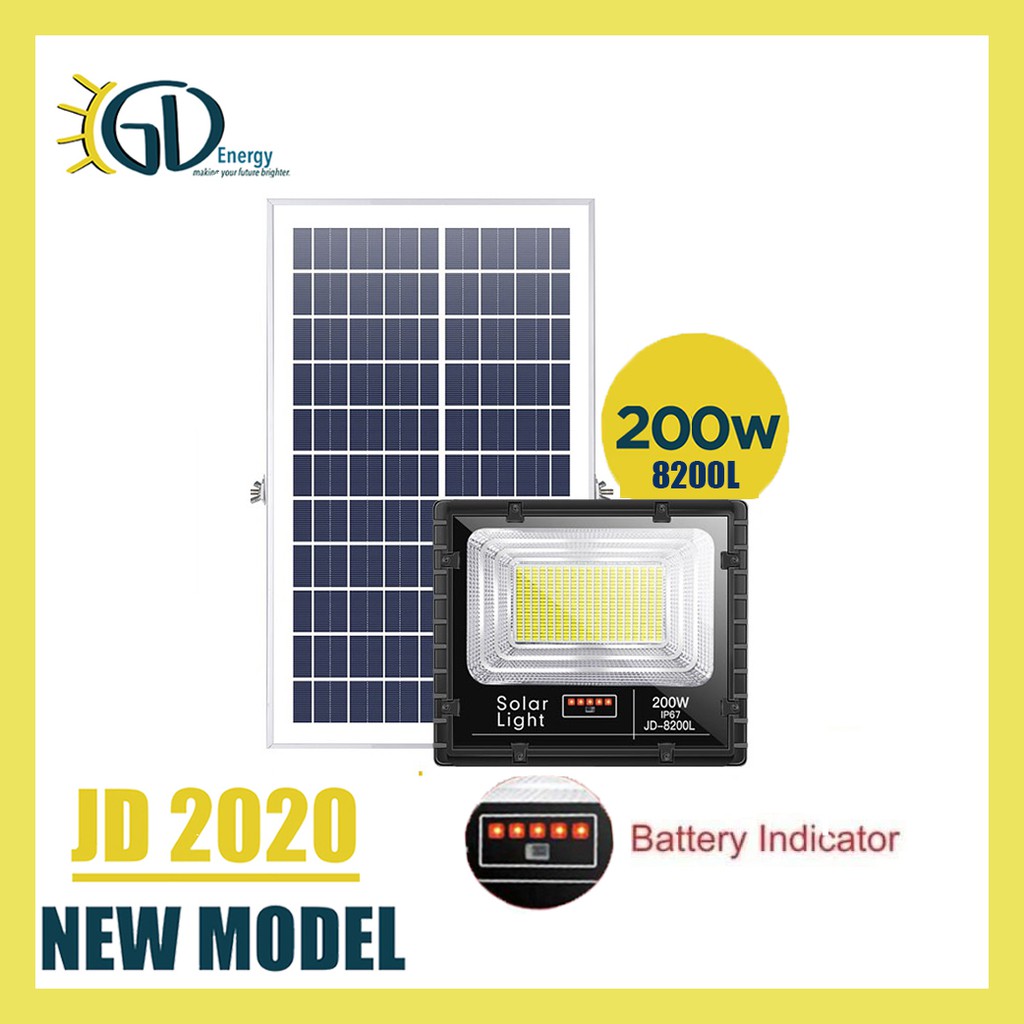 200W JD 8200L Solar Floodlight Solar LED light Waterproof with Remote ...