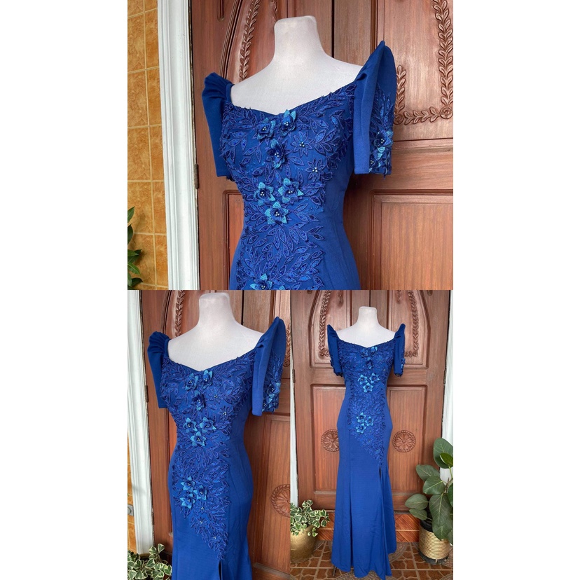 royal blue filipiniana gown