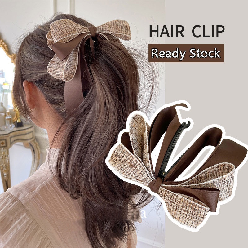 【QiaoZhi】Banana clip elegant bow hairpin turn back vertical Korean ...