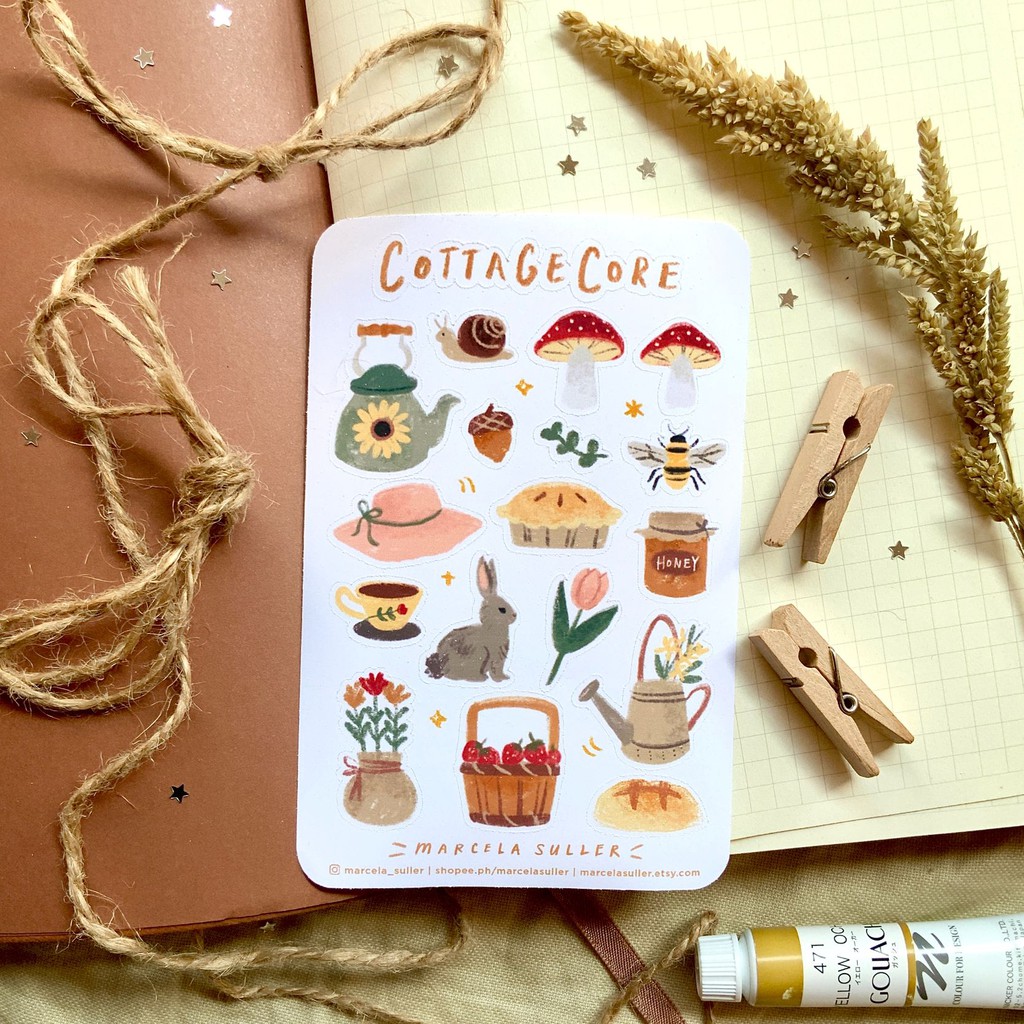 Cottagecore journal planner scrapbook stickers - cozy stickers, cottage ...