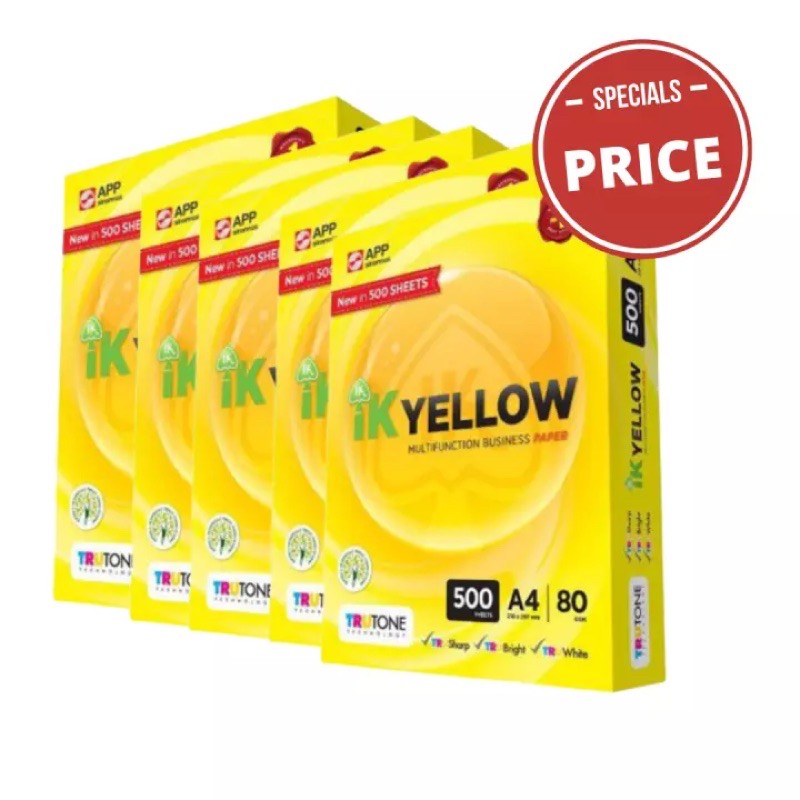 (5 REAMS) IK YELLOW A4 PAPER 80GSM (500 SHEETS) Shopee Philippines