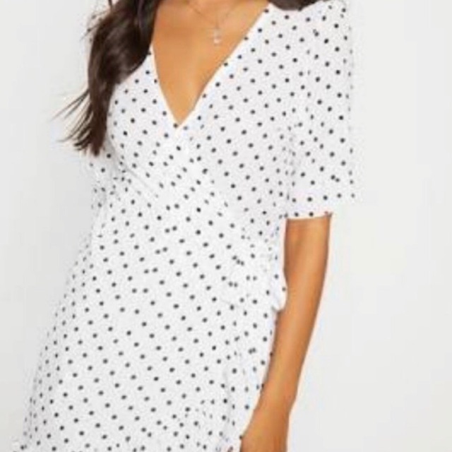 white dress polka dot