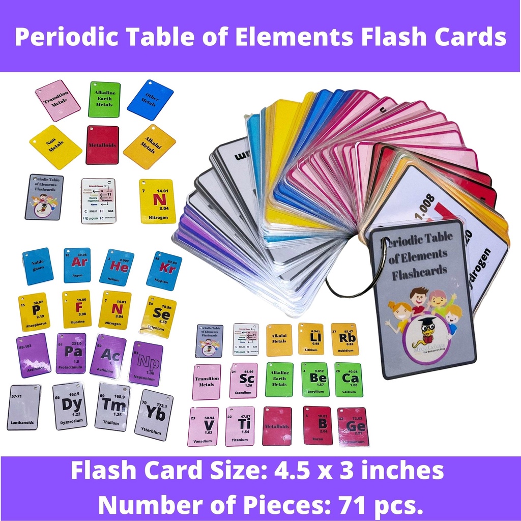 Periodic Table of Elements Flash Cards 118 Elements Complete Shopee