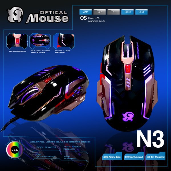N3 optical gaming mouse ergonomic design Shopee Philippines