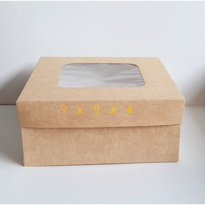 FptBoxes Pastry Box/ Cake Box Size 9x9x4 Top&bottom w/ Window White