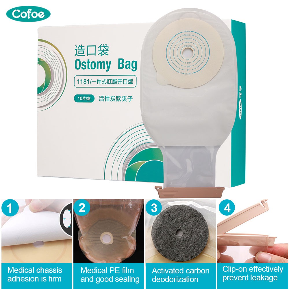 Cofoe 10pcs Ostomy Bags One Piece System Colostomy Bags Disposable Colostomy Pouch Opening 60mm With Clip Closure Shopee Philippines