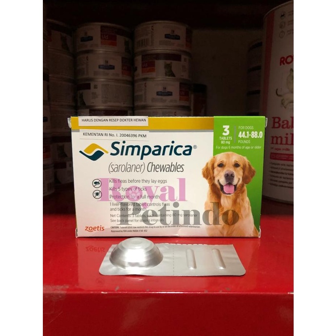 Simparica Green Dog Lice Medicine 20 Kg 40 Kg Per Tablets Shopee