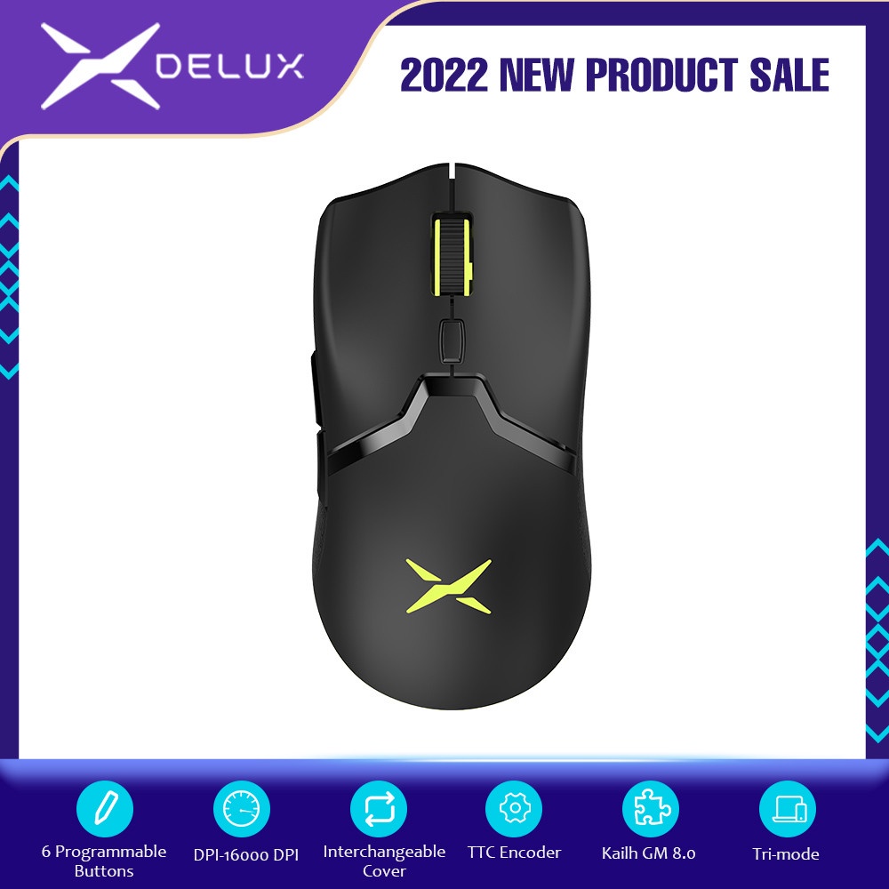 Delux M800pro M800 pro PAW3370 RGB Optical Rechargeable Programmable