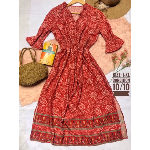 red kimono maxi dress