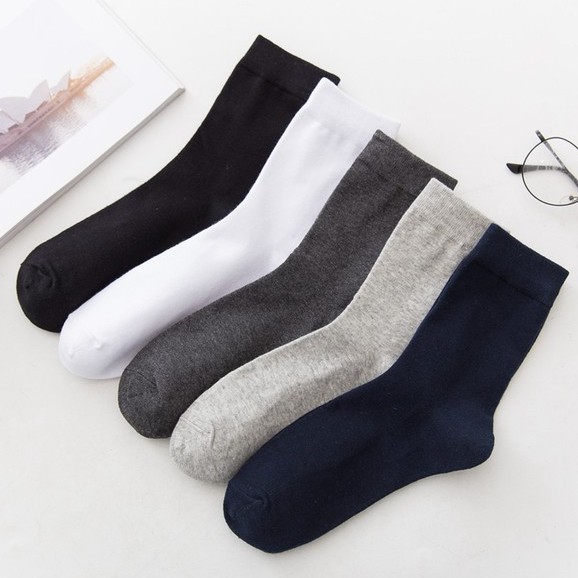 Gentleman Plain Mid-cut Men Socks Solid Color OOTD Ins Fashion | Shopee ...