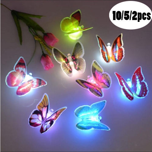 5PC 7 Colors Change 3D Butterfly LED Night Light Lamp Home