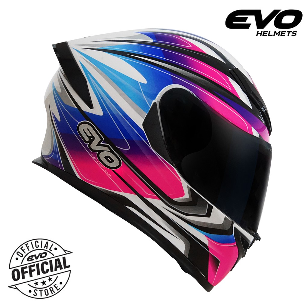 EVO GSX 3000 V2 Drift Full Face Dual Visor Helmet - Glossy White/Violet ...