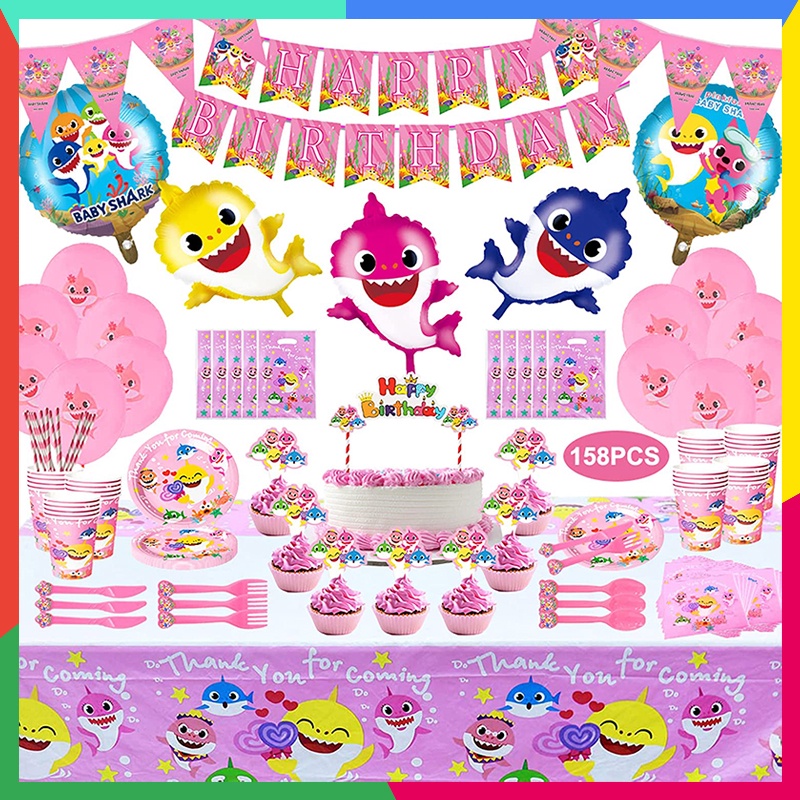 pink baby shark birthday theme baby shark party supplies baby shark