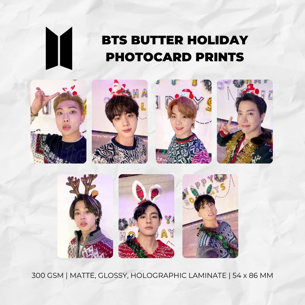BTS BUTTER HOLIDAY REMIX SELCAS FANMADE PHOTOCARDS RM JIN SUGA JHOPE